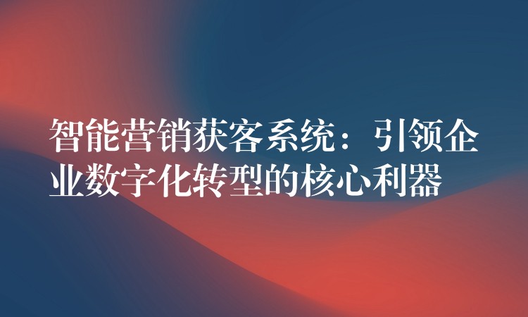 智能营销获客系统：引领企业数字化转型的核心利器