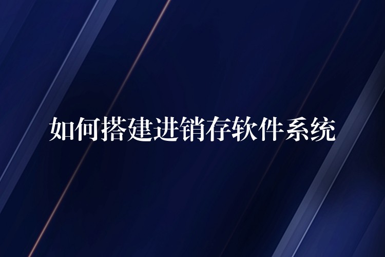 如何搭建进销存软件系统