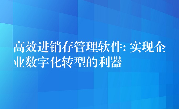 高效进销存管理软件: 实现企业数字化转型的利器