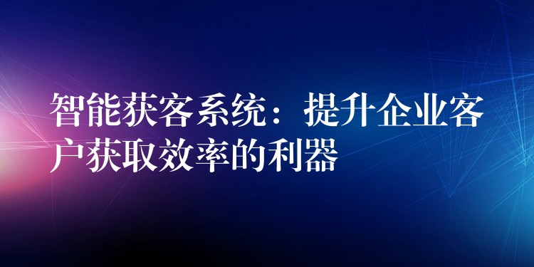 智能获客系统：提升企业客户获取效率的利器