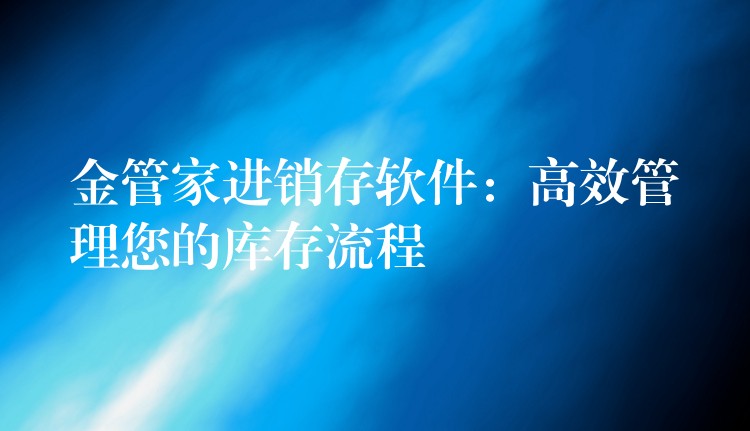 金管家进销存软件：高效管理您的库存流程